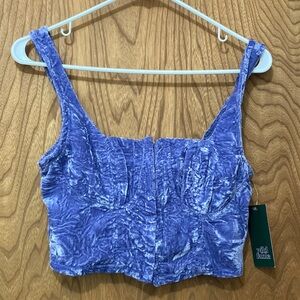 Wild Fable velvet bustier look violet crop top NWT size small